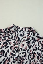 Load image into Gallery viewer, Black Leopard Print Buttoned Front 3/4 Sleeve Tiered Ruffled Hem Dress