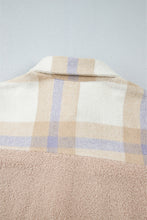 Load image into Gallery viewer, Smoke Gray Plaid Patchwork Collared Button-up Sherpa Long Coat