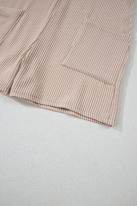 Parchment Corded Knit Side Pockets Buttoned Sleeveless Romper