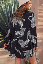 Load image into Gallery viewer, Leopard Collared Neck Long Sleeve Mini Dress
