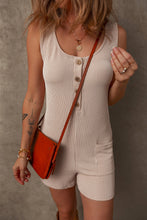 Load image into Gallery viewer, Parchment Corded Knit Side Pockets Buttoned Sleeveless Romper
