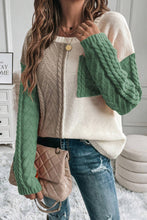 Load image into Gallery viewer, Color Block Round Neck Long Sleeve Sweater