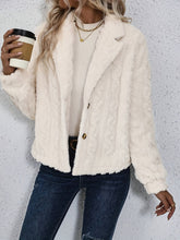 Load image into Gallery viewer, Fuzzy Button Up Collared Neck Jacket