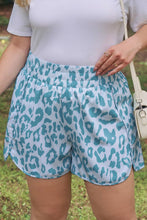 Load image into Gallery viewer, Beau Blue Plus Size Leopard Elastic Waist Athletic Shorts