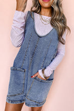 Load image into Gallery viewer, Dusk Blue Sleeveless U Neck Patched Pocket Denim Romper