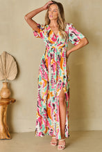 Load image into Gallery viewer, Pink Boho Tie-dye Print V Neck Maxi Dress