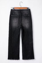 Load image into Gallery viewer, Carbon Grey Mineral Wash Raw Hem High Waist Flared Jeans
