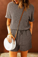 Load image into Gallery viewer, Gray Ribbed Elastic Waist Romper