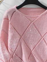 Load image into Gallery viewer, Openwork Round Neck Long Sleeve Knit Top
