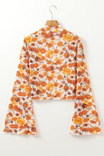 Load image into Gallery viewer, Printed Mock Neck Flare Sleeve Top