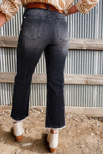 Load image into Gallery viewer, Carbon Grey Mineral Wash Raw Hem High Waist Flared Jeans