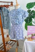 Load image into Gallery viewer, Sky Blue Polka Dot Print Shirred High Waist Casual Shorts