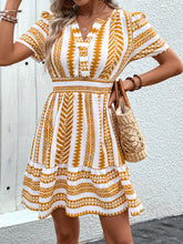 Load image into Gallery viewer, Geometric Notched Short Sleeve Mini Dress