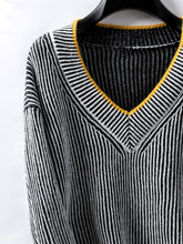 Load image into Gallery viewer, Striped V-Neck Long Sleeve Sweater