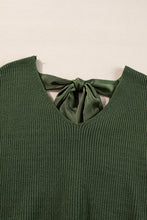 Load image into Gallery viewer, Jungle Green Lantern Sleeve V Neck Knot Back Sweater