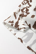 Load image into Gallery viewer, Khaki Leopard Print Split Neck Balloon Sleeve Blouse