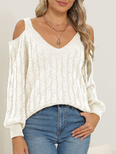 Load image into Gallery viewer, Cable-Knit V-Neck Long Sleeve Sweater