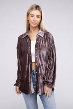 Load image into Gallery viewer, Wrinkle Effect Tiered Shirring Velvet Shirt
