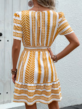 Load image into Gallery viewer, Geometric Notched Short Sleeve Mini Dress