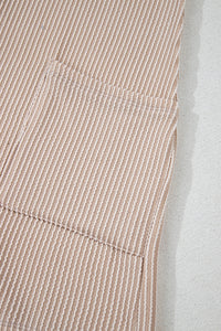 Parchment Corded Knit Side Pockets Buttoned Sleeveless Romper