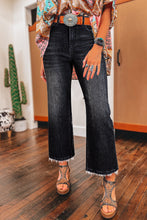Load image into Gallery viewer, Carbon Grey Mineral Wash Raw Hem High Waist Flared Jeans
