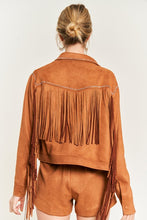 Load image into Gallery viewer, Suede Studded Fringe Jacket PLUS JJO5009P