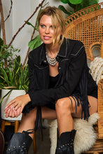 Load image into Gallery viewer, Suede Studded Fringe Jacket PLUS JJO5009P