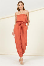 Load image into Gallery viewer, Flap Pocket Side Belted Tube Jumpsuit