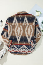 Load image into Gallery viewer, Brown Western Aztec Collared Button-up Sweatshirt