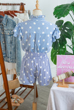 Load image into Gallery viewer, Sky Blue Polka Dot Print Shirred High Waist Casual Shorts