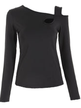 Load image into Gallery viewer, Cutout Asymmetrical Neck Long Sleeve T-Shirt