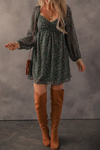 Load image into Gallery viewer, Ruched Printed Long Sleeve Mini Dress