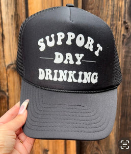 Support Day Drinking Black Trucker Hat
