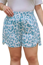 Load image into Gallery viewer, Beau Blue Plus Size Leopard Elastic Waist Athletic Shorts