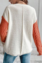 Load image into Gallery viewer, Color Block Round Neck Long Sleeve Sweater