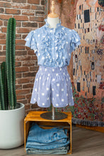 Load image into Gallery viewer, Sky Blue Polka Dot Print Shirred High Waist Casual Shorts