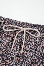 Load image into Gallery viewer, Brown Wild Leopard Print Contrast Lace Striped Detail Drawstring Pants