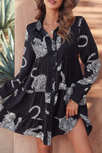 Load image into Gallery viewer, Leopard Collared Neck Long Sleeve Mini Dress