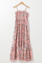 Load image into Gallery viewer, White Boho Floral Smocked Ruffled Maxi Dress