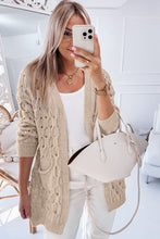Load image into Gallery viewer, Jet Stream Cable Knit Eyelet Side Pockets Baggy Cardigan