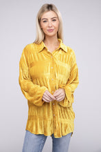 Load image into Gallery viewer, Wrinkle Effect Tiered Shirring Velvet Shirt