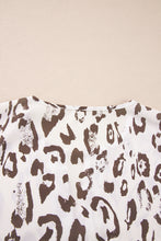 Load image into Gallery viewer, Khaki Leopard Print Split Neck Balloon Sleeve Blouse