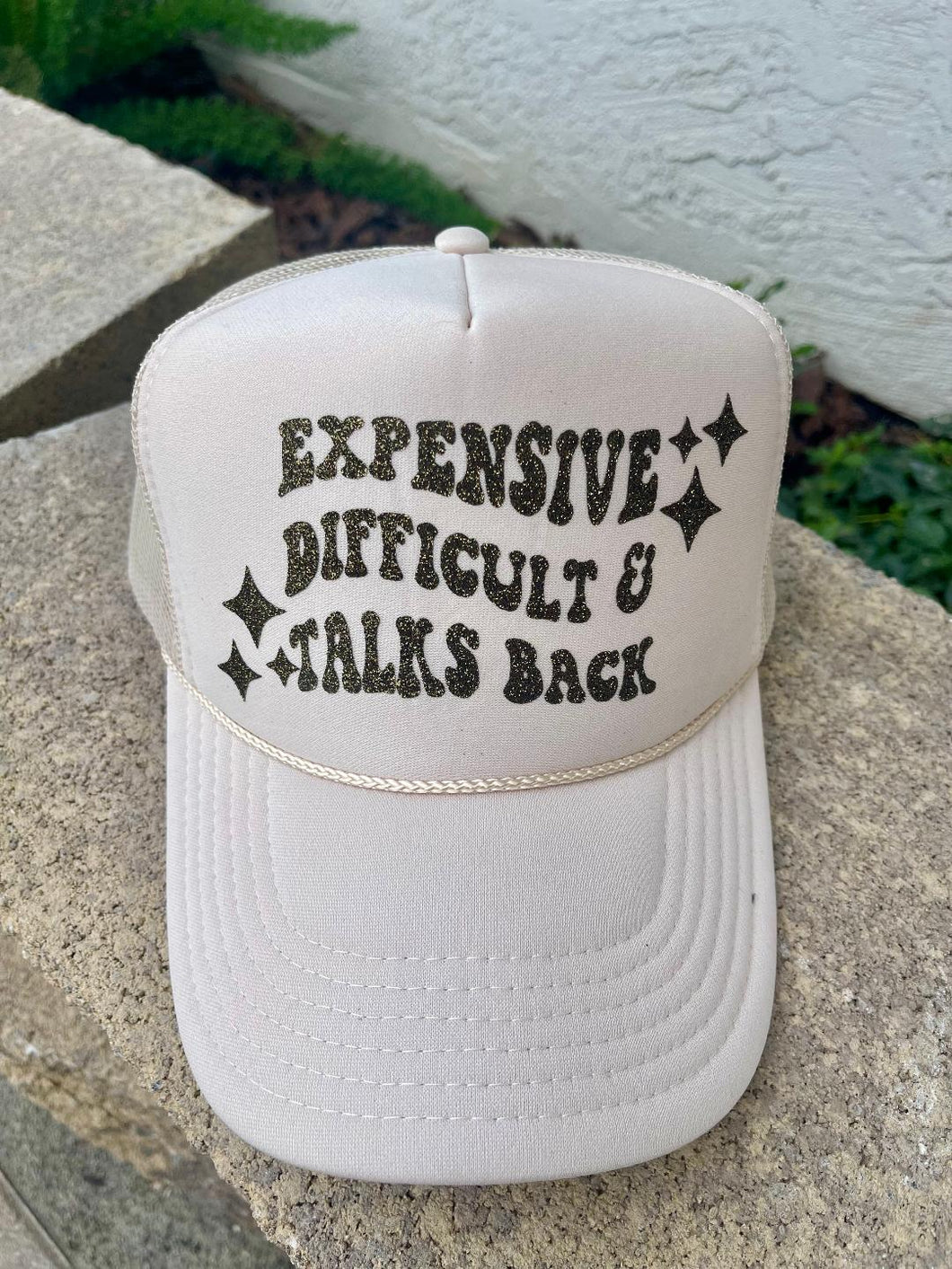 Expensive Difficult & Talks Back Graphic Trucker Hat