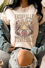 Load image into Gallery viewer, Nashville Tennessee Rose and Guitars Graphic Tee