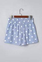 Load image into Gallery viewer, Sky Blue Polka Dot Print Shirred High Waist Casual Shorts