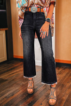 Load image into Gallery viewer, Carbon Grey Mineral Wash Raw Hem High Waist Flared Jeans