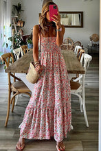 Load image into Gallery viewer, White Boho Floral Smocked Ruffled Maxi Dress