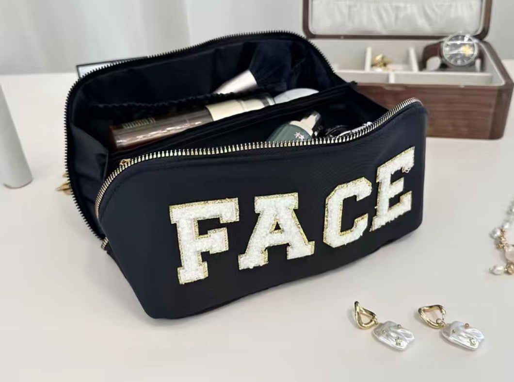 Face Patch Black Makeup Bag