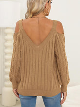 Load image into Gallery viewer, Cable-Knit V-Neck Long Sleeve Sweater