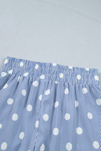 Load image into Gallery viewer, Sky Blue Polka Dot Print Shirred High Waist Casual Shorts